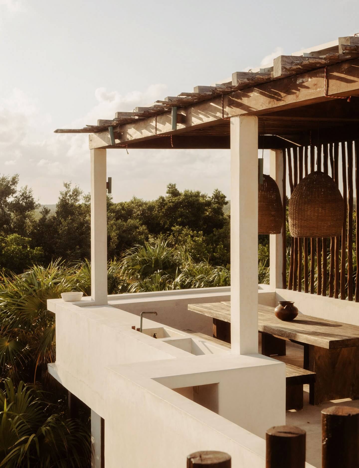 Tulum Treehouse outdoor kitchen overlooking Tulum jungle